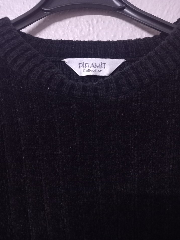 Siyah Örgü Kadın Triko Kazak - Görsel 3