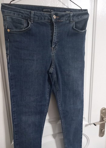 Düğmeli Lacivert Kadın Denim Jean - Görsel 2