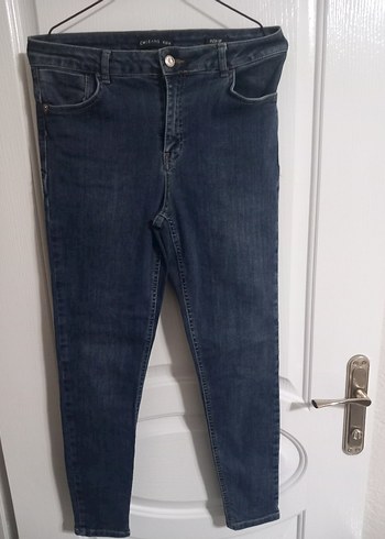 Düğmeli Lacivert Kadın Denim Jean - Görsel 3