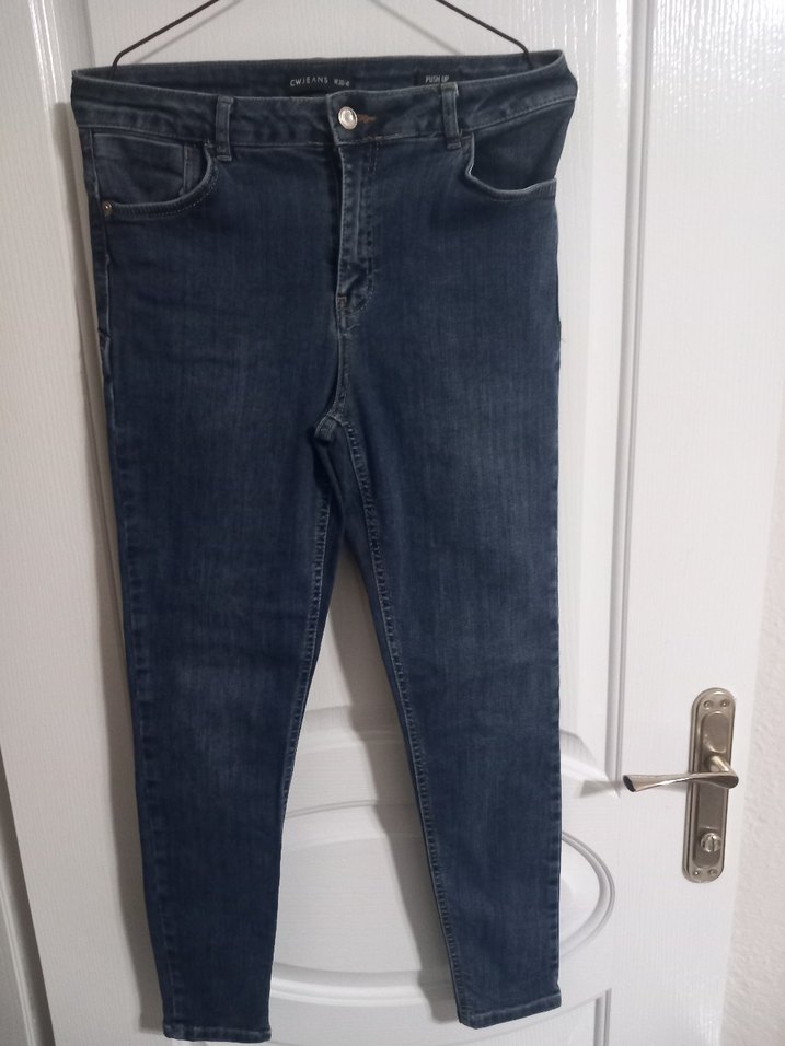 Düğmeli Lacivert Kadın Denim Jean - Görsel 3