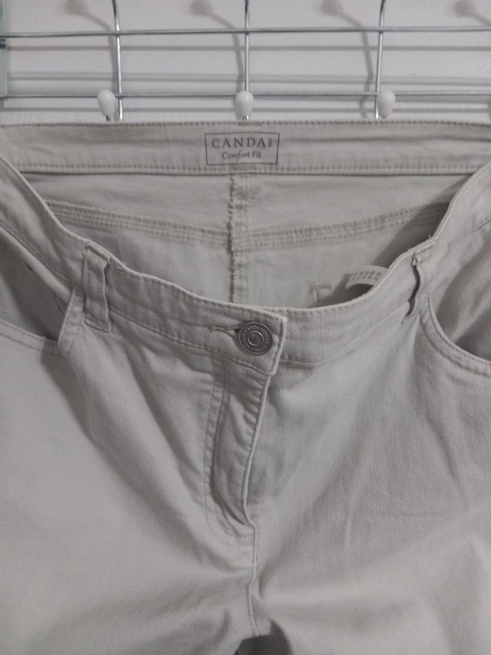 Bej Kemerli Kadın Keten Pantolon - Görsel 2