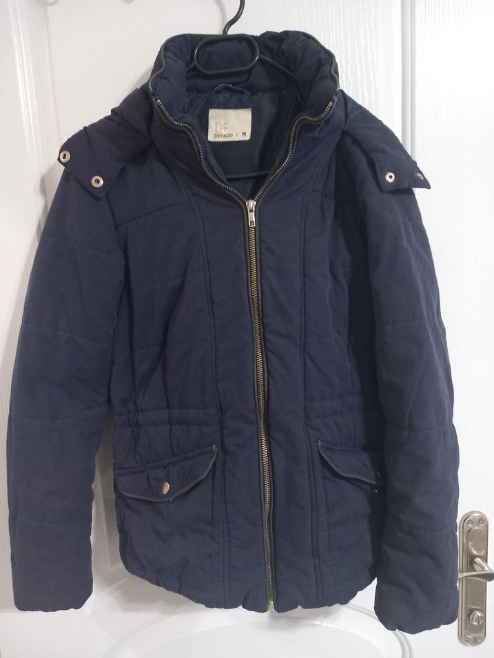 Koyu Mavi Fermuarlı Kadın mont - Görsel 4