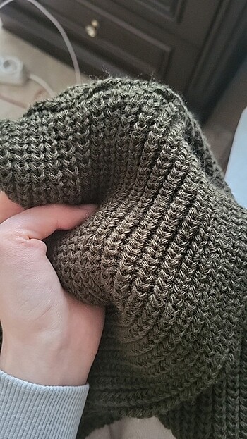 Diğer Koyu Yeşil oversize orgu kazak