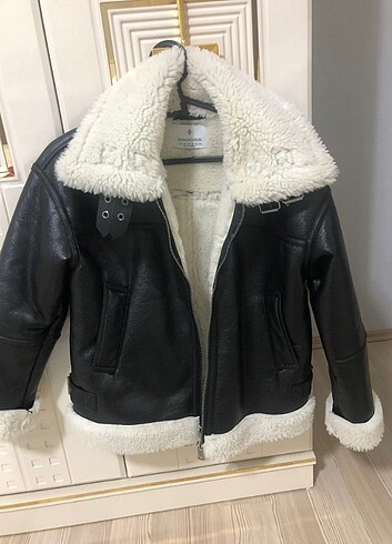 xs Beden Stradivarius suni yünlü kontrast ceket