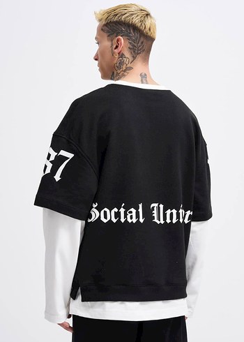 CONTRAST LAYERED HOODİE