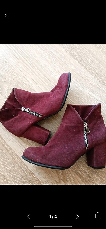 Bordo Süet Topuklu Ayakkabı