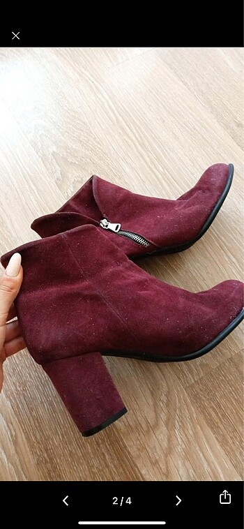 Shoes Time Bordo Süet Topuklu Ayakkabı