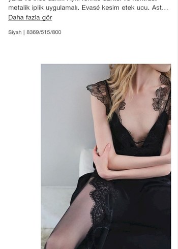 Dantel askılı, Derin Yırtmaçlı, Uzun Lingerie Stil Gotik Elbise - Görsel 2