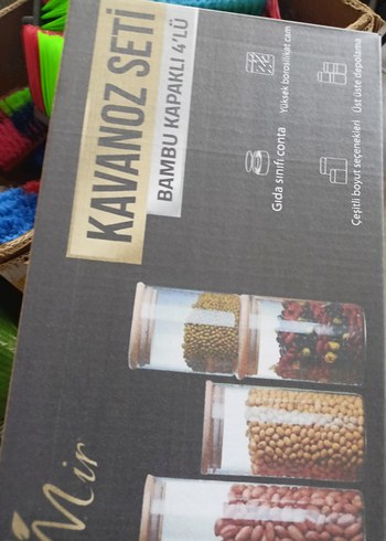 Diğer Bambu Kapaklı Cam Saklama Kavanozları Seti