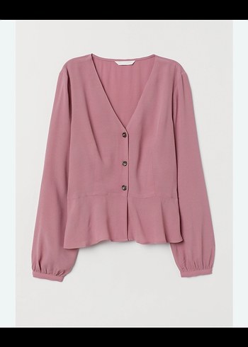 H&M V Yaka Düğmeli Kadın Bluz