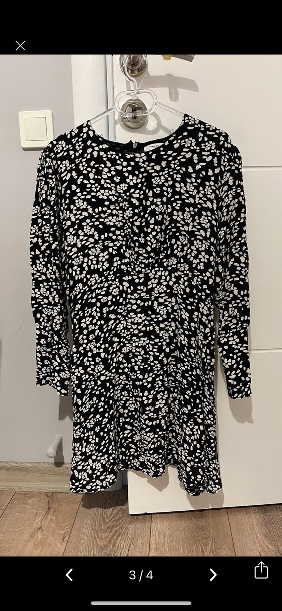 Twist Siyah Beyaz Desenli Mini Elbise - Görsel 3