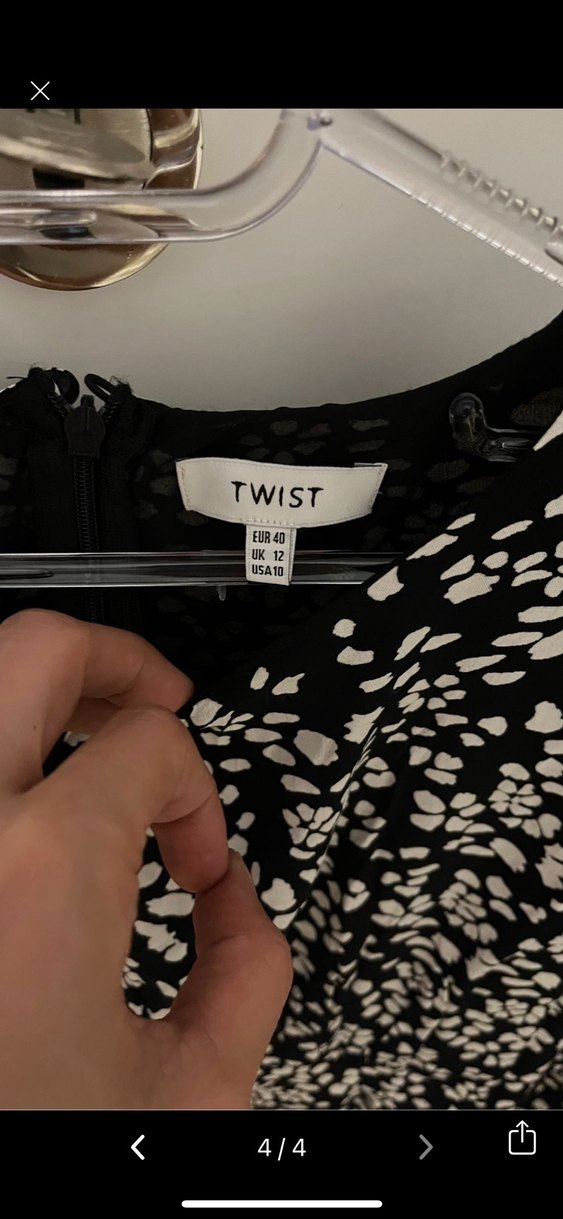 Twist Siyah Beyaz Desenli Mini Elbise - Görsel 4