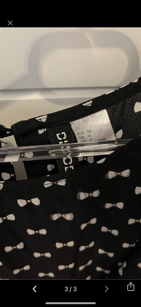 H&M Siyah fiyonk Desenli Uzun Kollu Bluz - Görsel 3