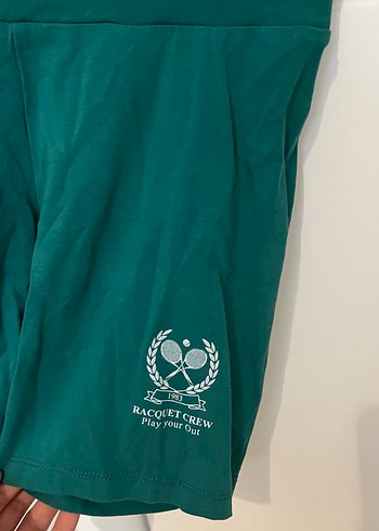 Beyaz Baskılı Kadın Tişört Loose Fit ve alt kısa tayt - Görsel 5