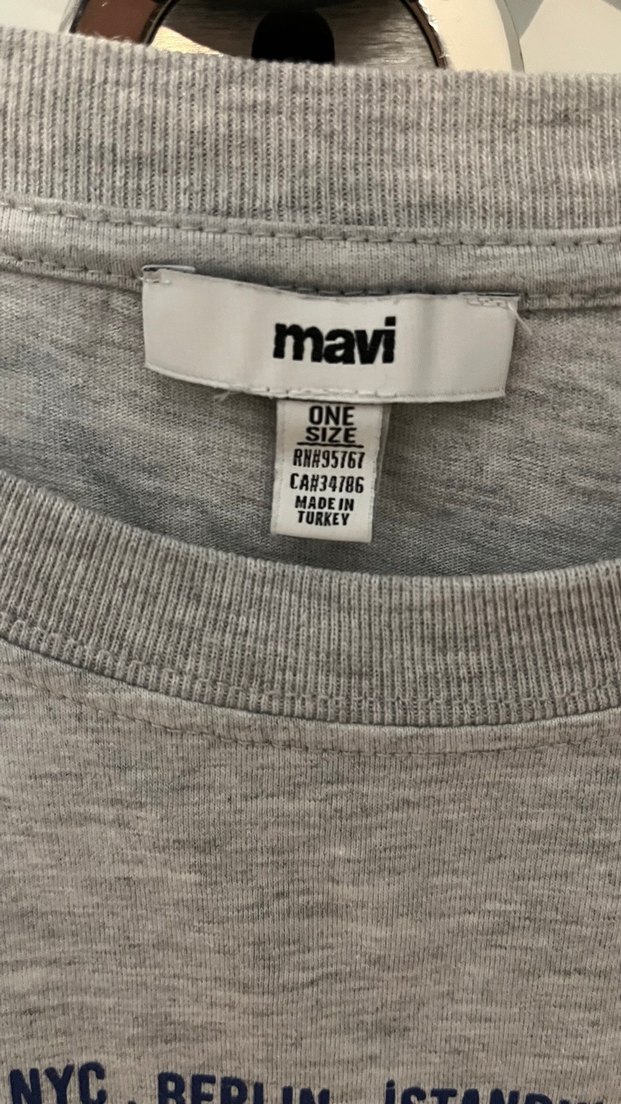 Mavi marka Gri Oversize Baskılı Tişört - Görsel 4