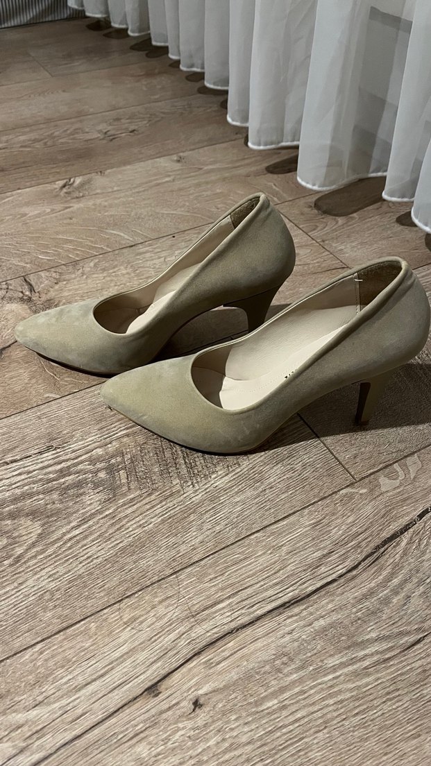 Bej Süet Stiletto Kadın Ayakkabı - Görsel 2