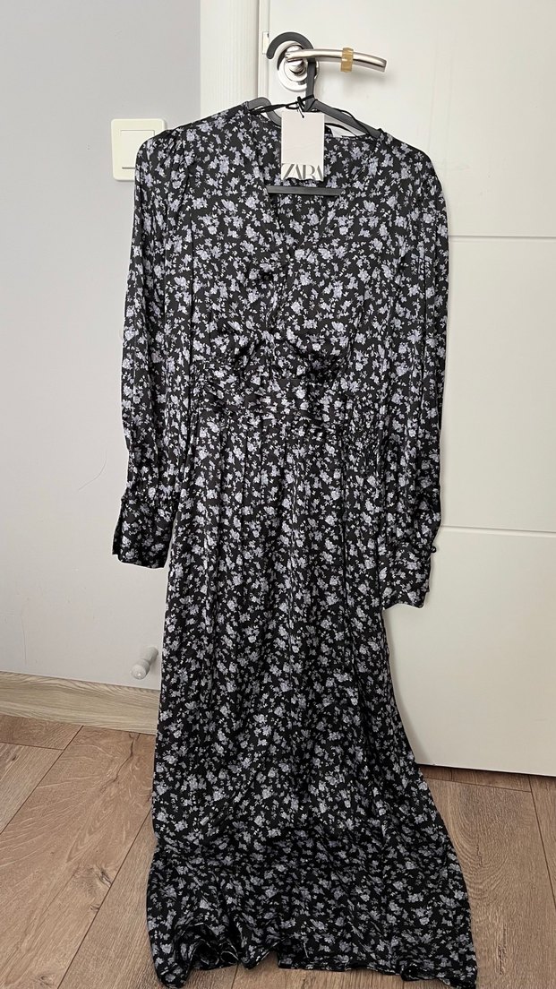 V Yaka Uzun Kadın Elbise - Görsel 2