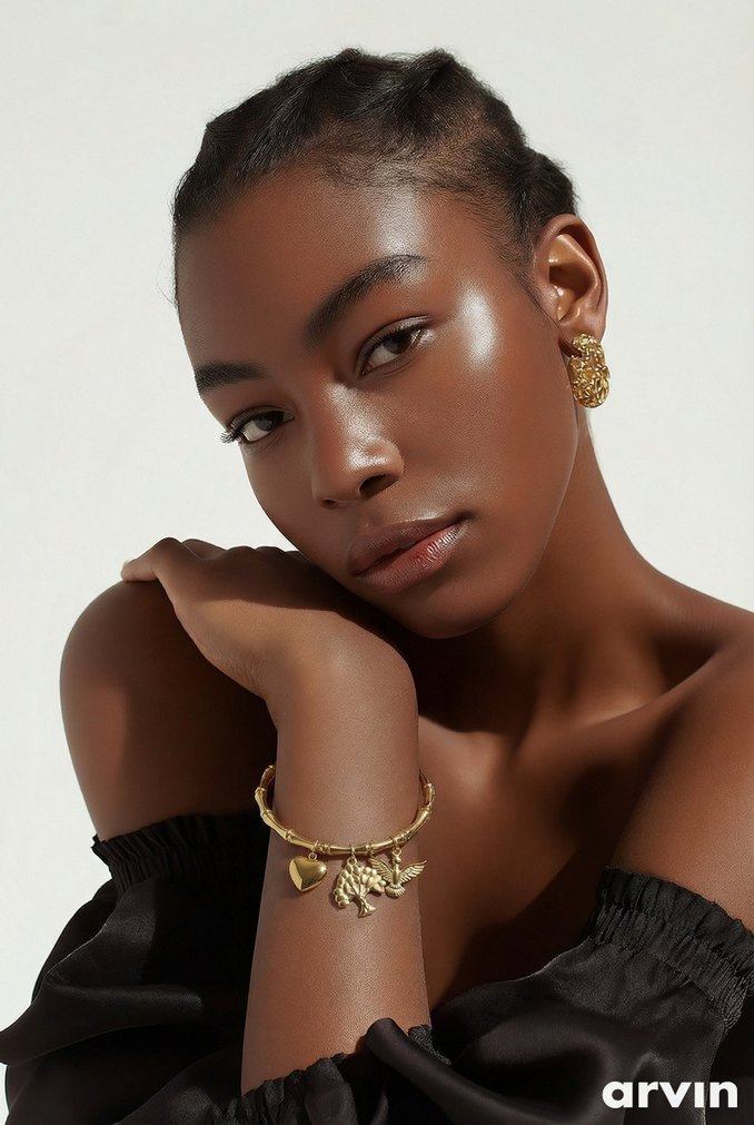 Altın Renkli Boncuklu Bohem Kararmaz Çelik Bileklik - Görsel 2