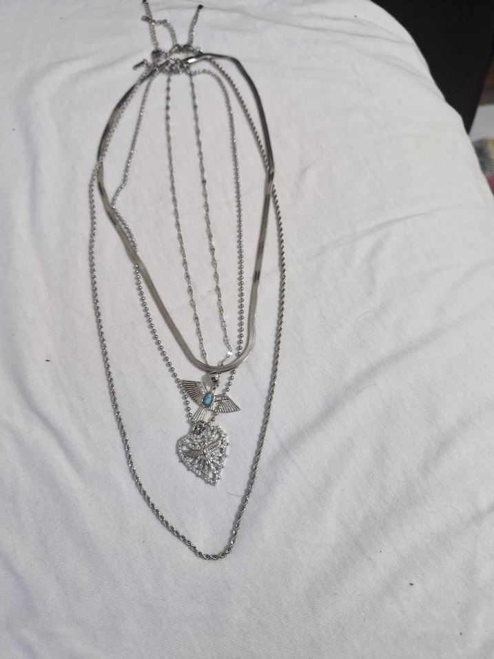 Bohem Zincir Detaylı Turkuaz Kadın Dörtlü Kararmaz Çelik Kolye - Görsel 2