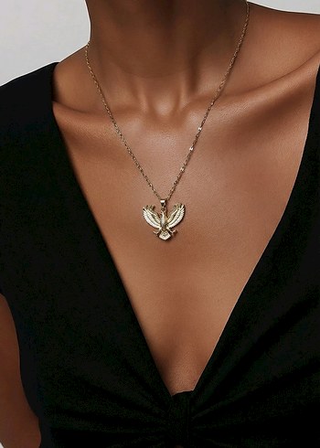 Altın Renk Zincir Detaylı Kararmaz Çelik Midi Kolye - Görsel 2