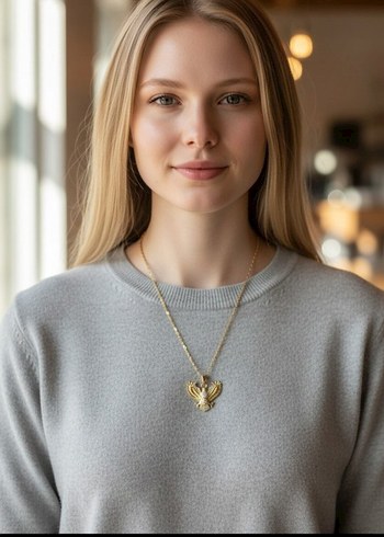 Altın Renk Zincir Detaylı Kararmaz Çelik Midi Kolye - Görsel 3