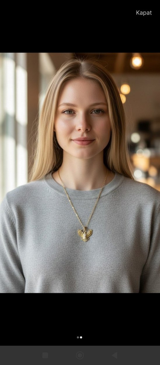 Altın Renk Zincir Detaylı Kararmaz Çelik Midi Kolye - Görsel 3