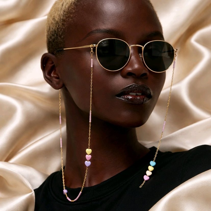 Boncuklu Çok Renkli Kadın Gözlük Zinciri - Görsel 2