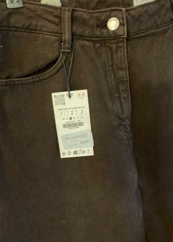 Zara Kahverengi Midi Denim Kadın Etek