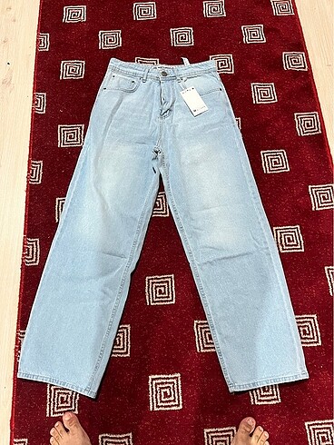 basic buz mavi baggy jean M beden