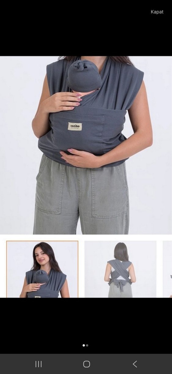 Gri Bebek Kanguru Sling - Görsel 2