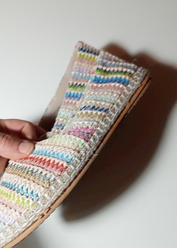 Kadın Çok Renkli Bohem Örgü düz Espadril - Görsel 3