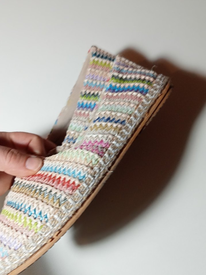 Kadın Çok Renkli Bohem Örgü düz Espadril - Görsel 3