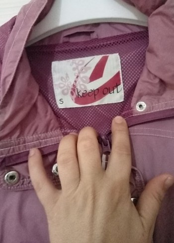 s Beden bordo Renk Tatlı Bir Pembe Fermuarlı Çıtçıtlı Uzun Kollu Street Wear Ceket