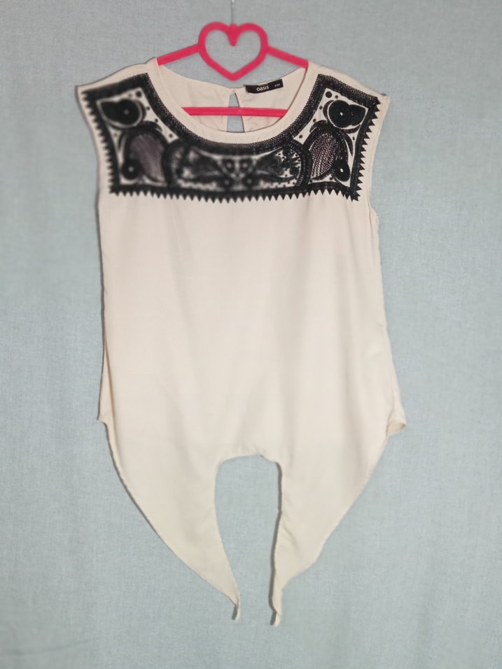 Nakışlı Pudra Bohem Kolsuz Bluz - Görsel 5