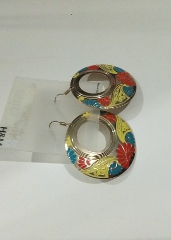 Beden çeşitli Renk H&M Çiçek Desenli Renkli Uzun Bohem Küpe