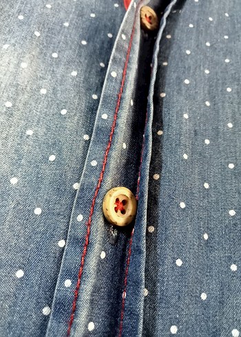 l Beden Mavi Baskılı Uzun Kollu Denim Erkek Gömlek