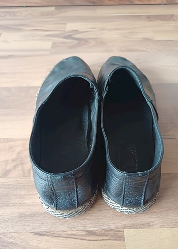 Beden Bambi Deri Siyah Erkek Espadril Ayakkabı