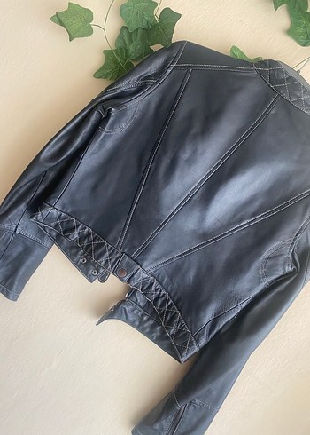 s Beden siyah Renk Siyah ZARA S Beden Siyah Deri Ceket Çok Şık Kadın Deri Biker