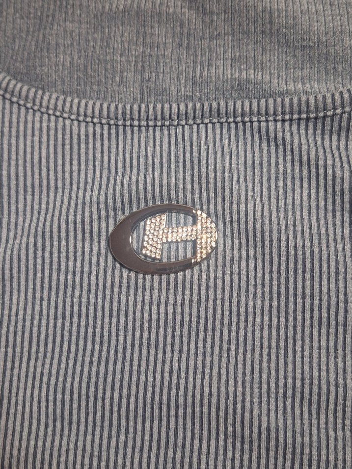 Tasli gri korse tarzi t shirt - Görsel 2