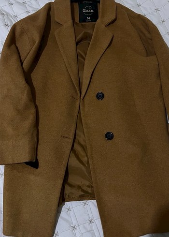 Düğmeli Kahverengi taba arası Kadın Midi Süet Kaban - Görsel 2