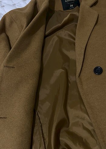 Düğmeli Kahverengi taba arası Kadın Midi Süet Kaban - Görsel 3