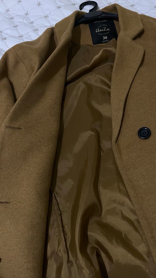 Düğmeli Kahverengi taba arası Kadın Midi Süet Kaban - Görsel 3