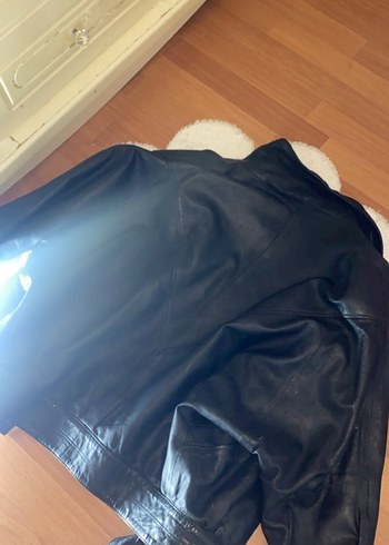 Düğmeli Siyah Kadın Deri Ceket - Görsel 3