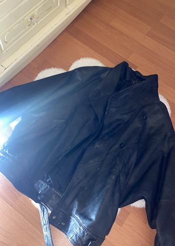 Düğmeli Siyah Kadın Deri Ceket - Görsel 2