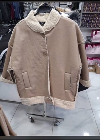 Bej Kürklü Deri Midi Ceket - Görsel 3