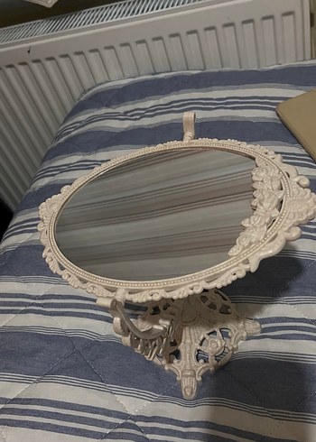 Dekoratif Beyaz Oval Masa Aynası - Görsel 3