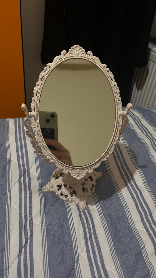 Dekoratif Beyaz Oval Masa Aynası - Görsel 2