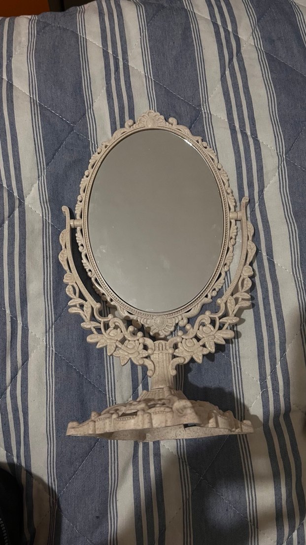 Dekoratif Beyaz Oval Masa Aynası - Görsel 4