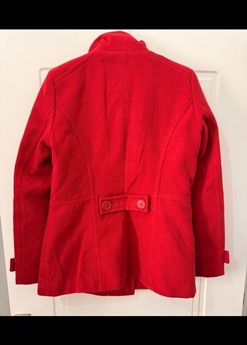 Çift Düğmeli Kırmızı Kaban - Görsel 6