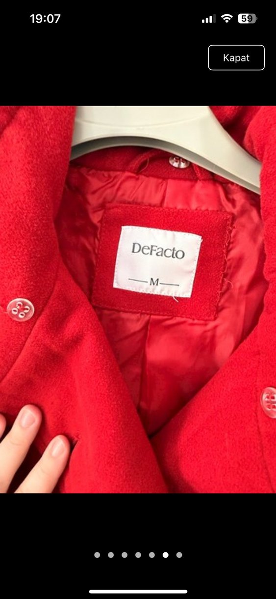 Çift Düğmeli Kırmızı Kaban - Görsel 4